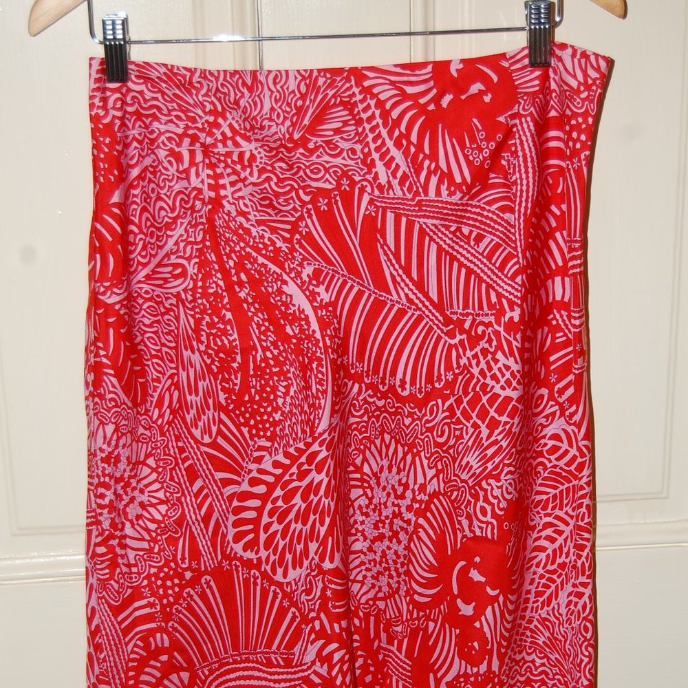 Red and Pink paisley silk mermaid skirt